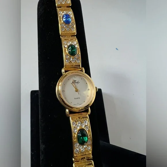 Faberge Gold Watch with Colorful Rhinestones - Picture 6 of 8